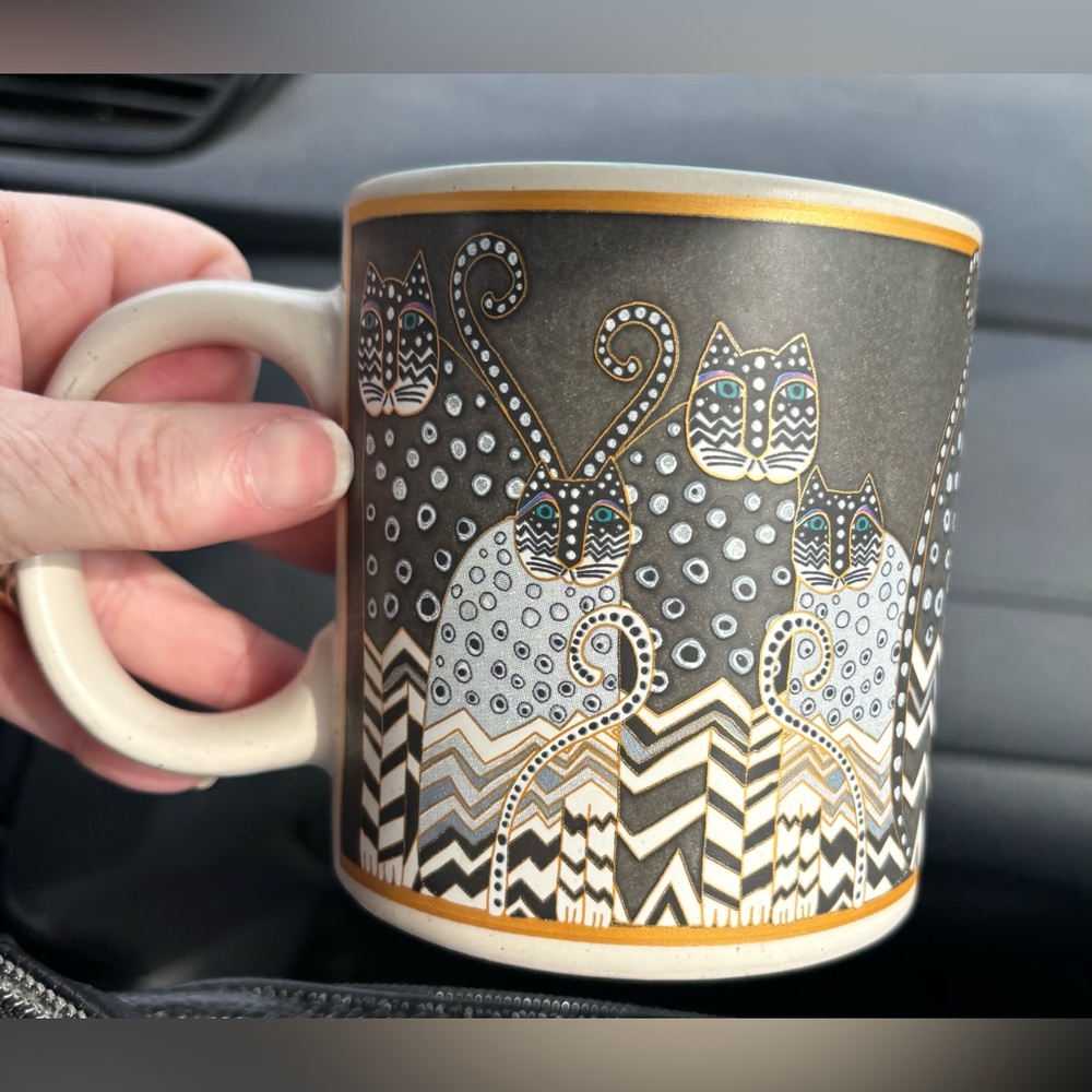 Laurel Burch Fantastic Felines Polka Dot Gatos Coffee Mug 2014 Whimsical 14oz